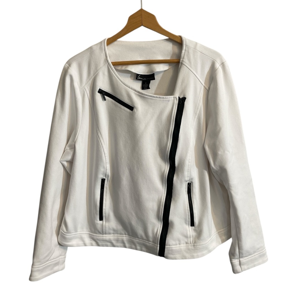 F1- Lane Bryant Ivory Sweater Jacket Zipper Accents